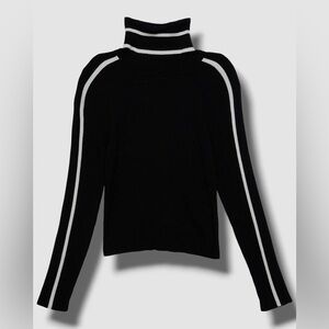 $295‎ Milly Minis Kids Black Stripe Ribbed Racer Turtleneck Sweater Size 10 NWT